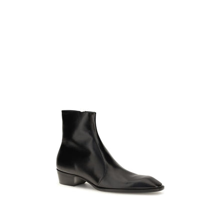 Saint Laurent Black Calf Leather Ankle Boots