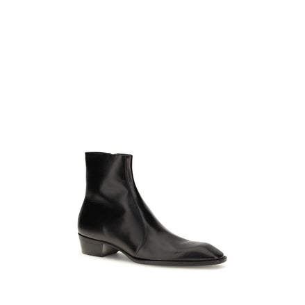 Saint Laurent Black Calf Leather Ankle Boots