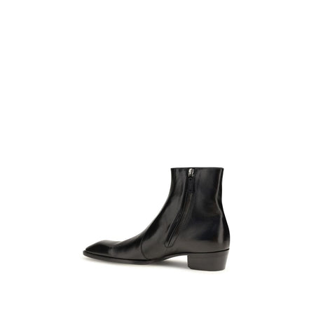 Saint Laurent Black Calf Leather Ankle Boots