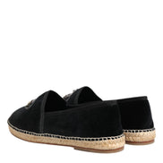 Dolce & Gabbana Black Embellished Crown Flat Espadrilles