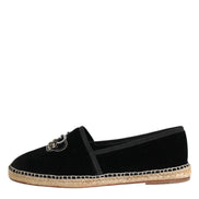 Dolce & Gabbana Black Embellished Crown Flat Espadrilles