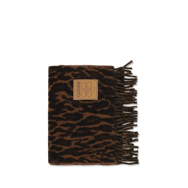 Ganni Brown Wool Scarf