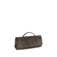 Brunello Cucinelli Brown Suede Leather Handbag