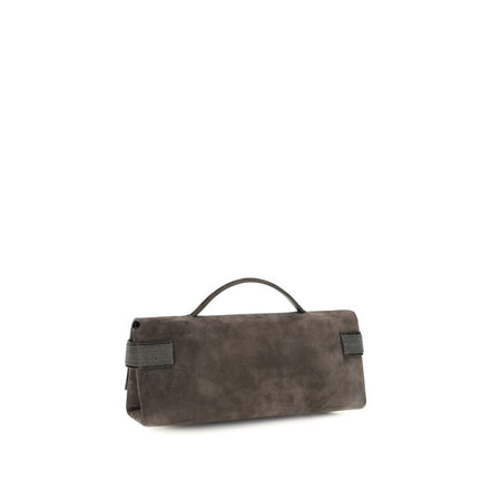Brunello Cucinelli Brown Suede Leather Handbag