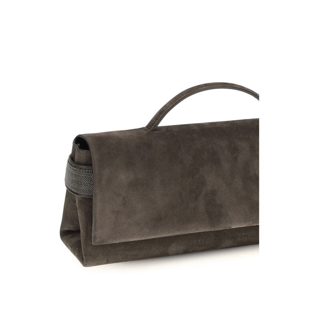 Brunello Cucinelli Brown Suede Leather Handbag