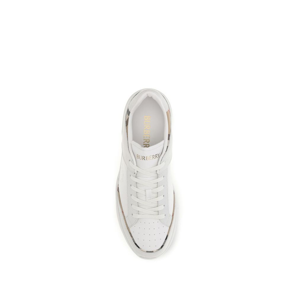 Burberry White Calf Leather Low Top Sneakers