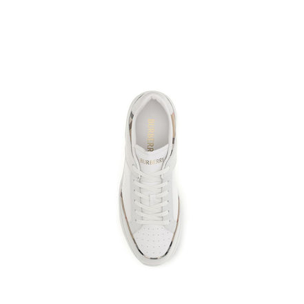 Burberry White Calf Leather Low Top Sneakers
