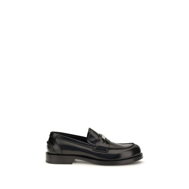 Dolce & Gabbana Black Calf Leather Slip-On Loafers
