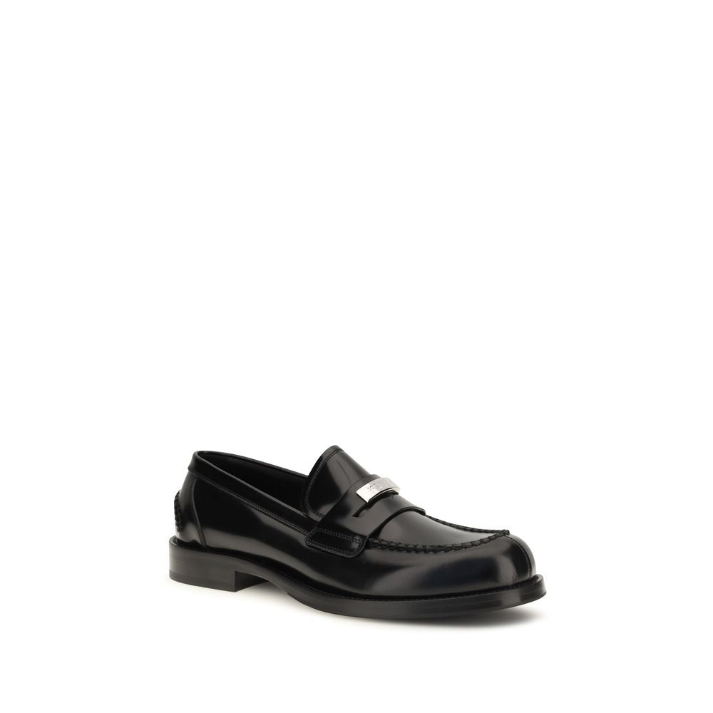 Dolce & Gabbana Black Calf Leather Slip-On Loafers