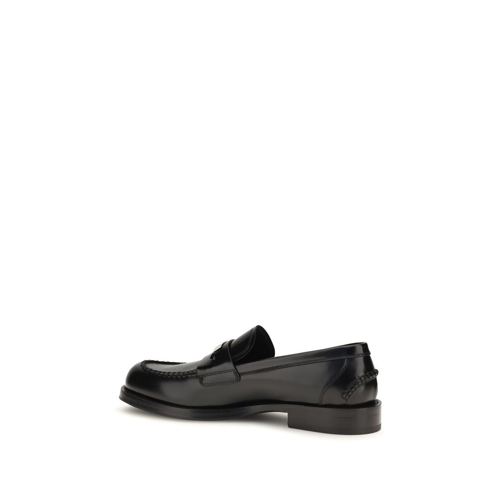 Dolce & Gabbana Black Calf Leather Slip-On Loafers