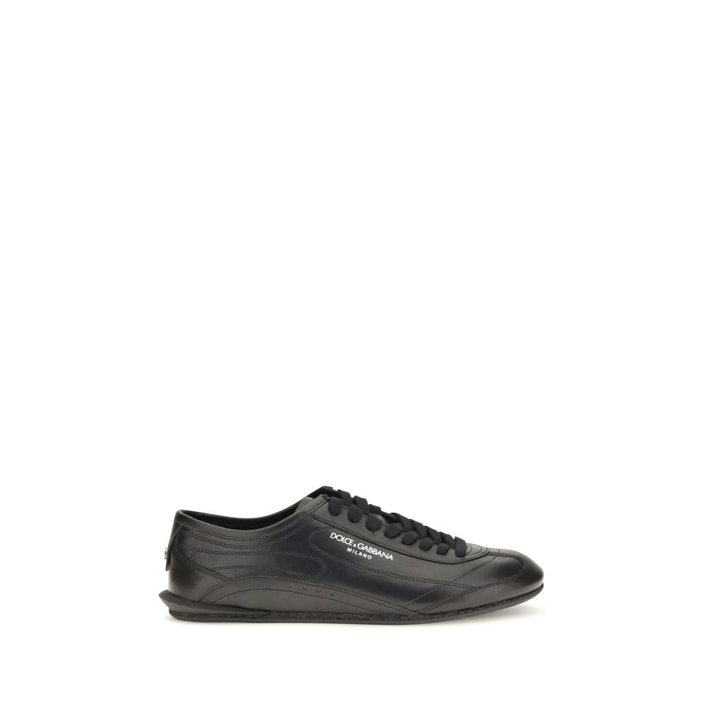 Dolce & Gabbana Black Calf Leather Low Top Sneakers