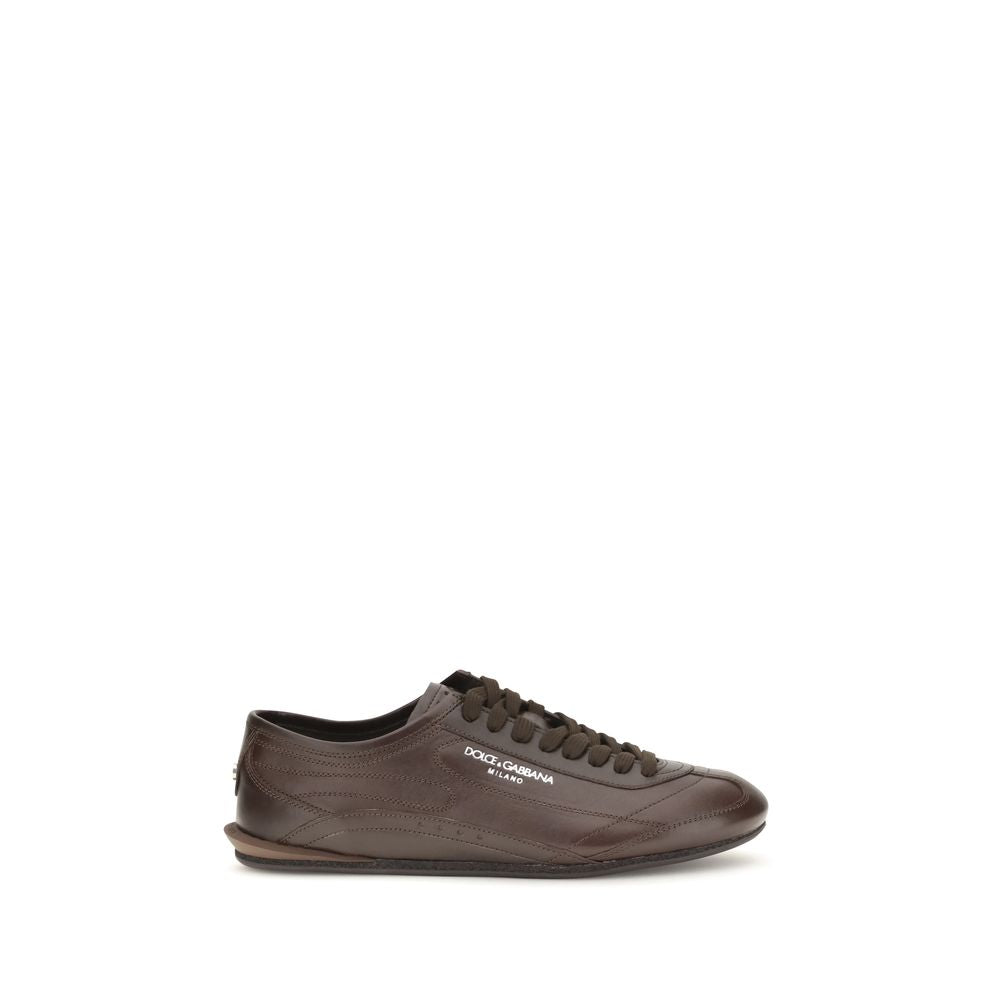 Dolce & Gabbana Brown Calf Leather Low Top Sneakers