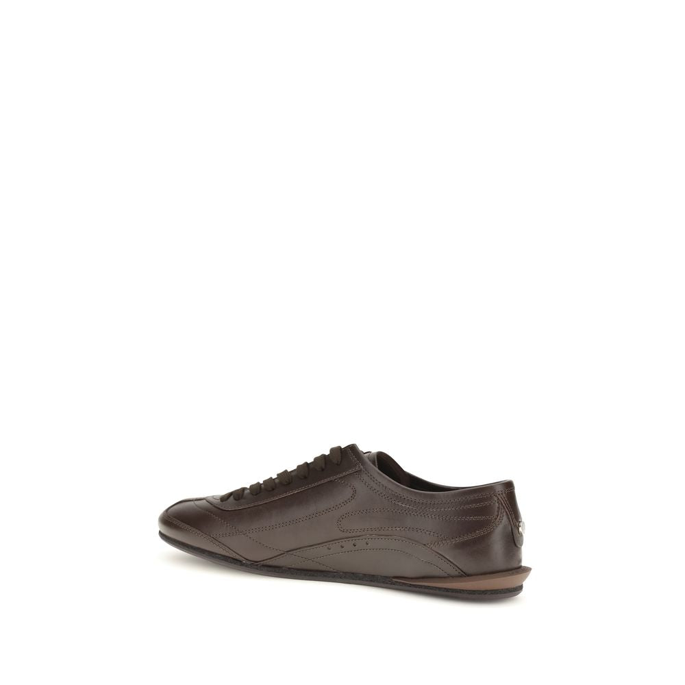 Dolce & Gabbana Brown Calf Leather Low Top Sneakers