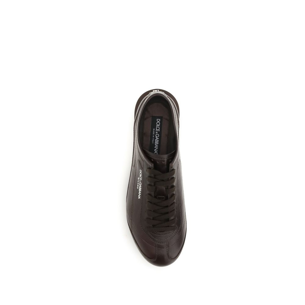 Dolce & Gabbana Brown Calf Leather Low Top Sneakers