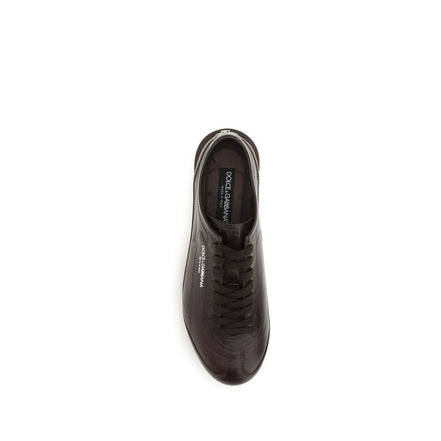 Dolce & Gabbana Brown Calf Leather Low Top Sneakers