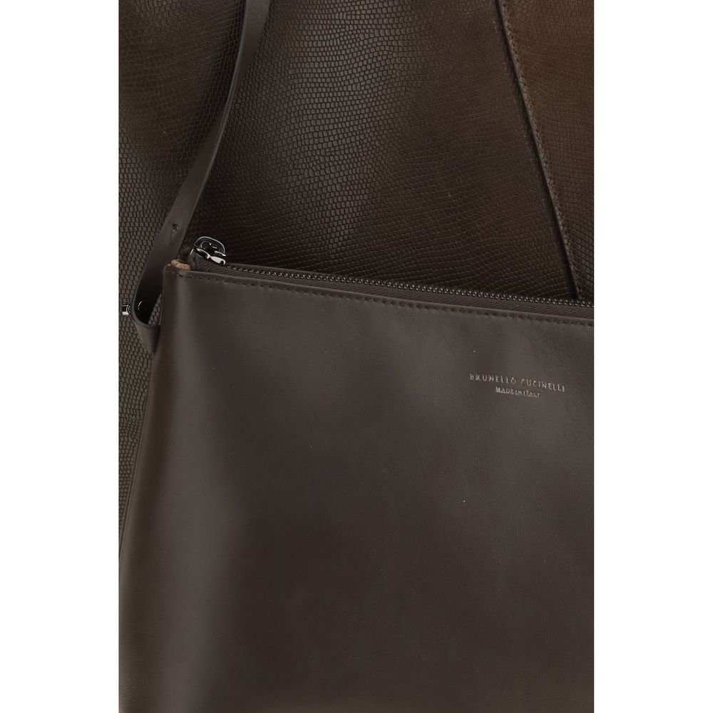 Brunello Cucinelli Brown Calf Leather Handbag
