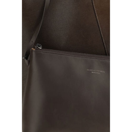 Brunello Cucinelli Brown Calf Leather Handbag