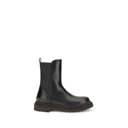 Brunello Cucinelli Black Calf Leather Chelsea Boots