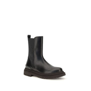 Brunello Cucinelli Black Calf Leather Chelsea Boots