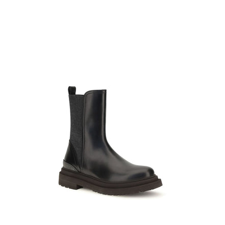 Brunello Cucinelli Black Calf Leather Chelsea Boots