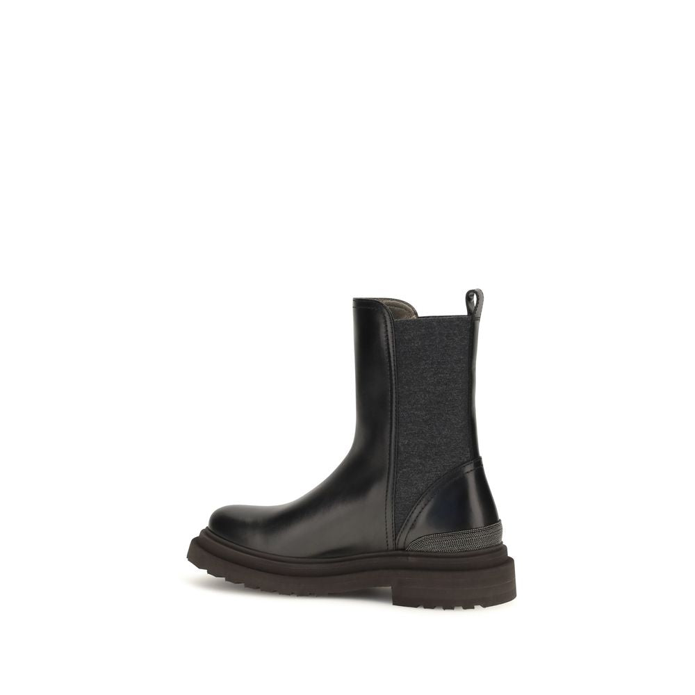 Brunello Cucinelli Black Calf Leather Chelsea Boots