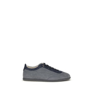 Brunello Cucinelli Gray Calf Leather Low Top Sneakers