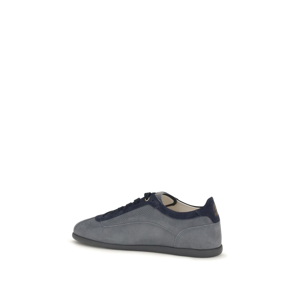 Brunello Cucinelli Gray Calf Leather Low Top Sneakers