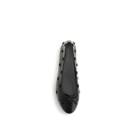 Tory Burch Black Calf Leather Ballet Flats