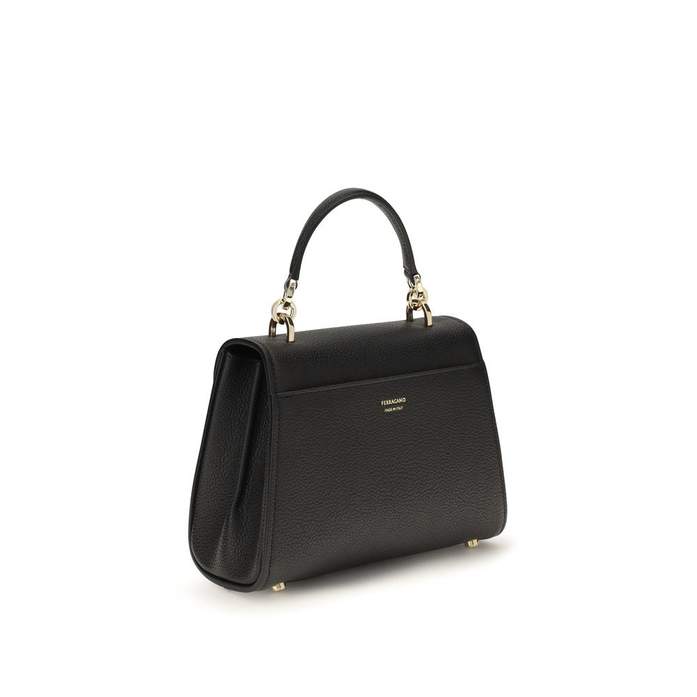 Ferragamo Black Calf Leather Shoulder Bag