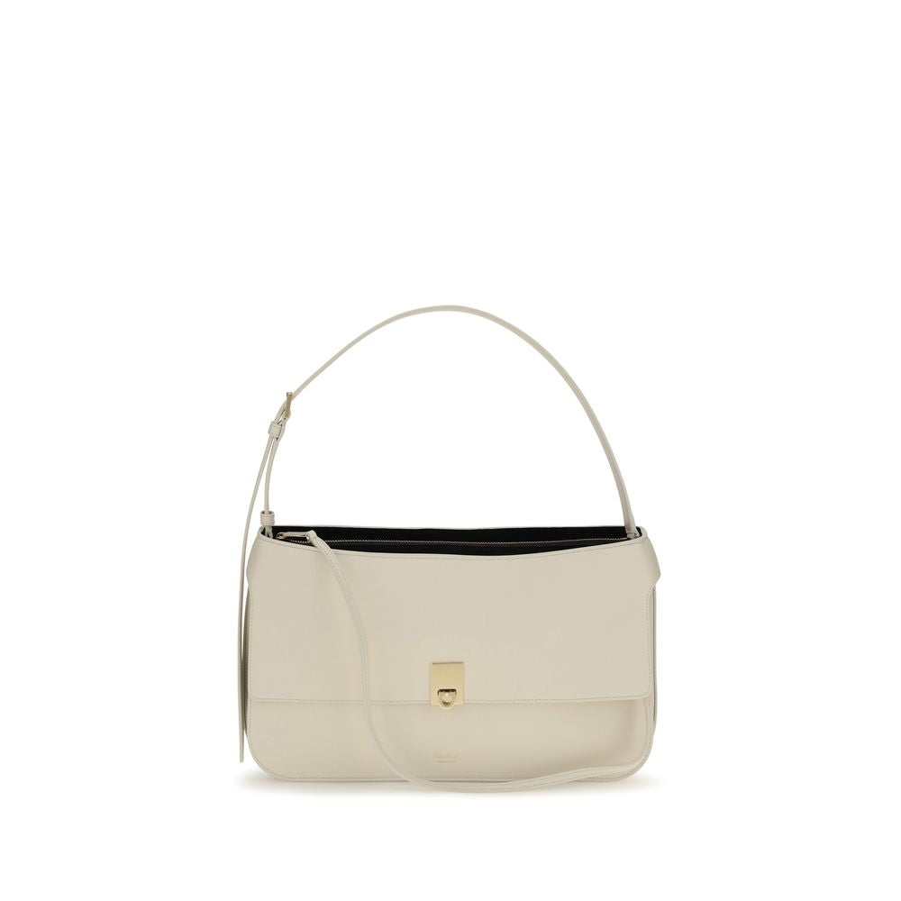 Ferragamo Beige Calf Leather Shoulder Bag