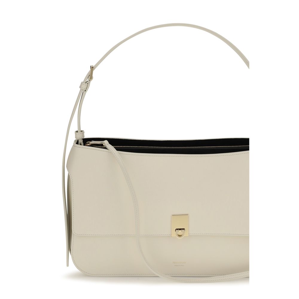 Ferragamo Beige Calf Leather Shoulder Bag