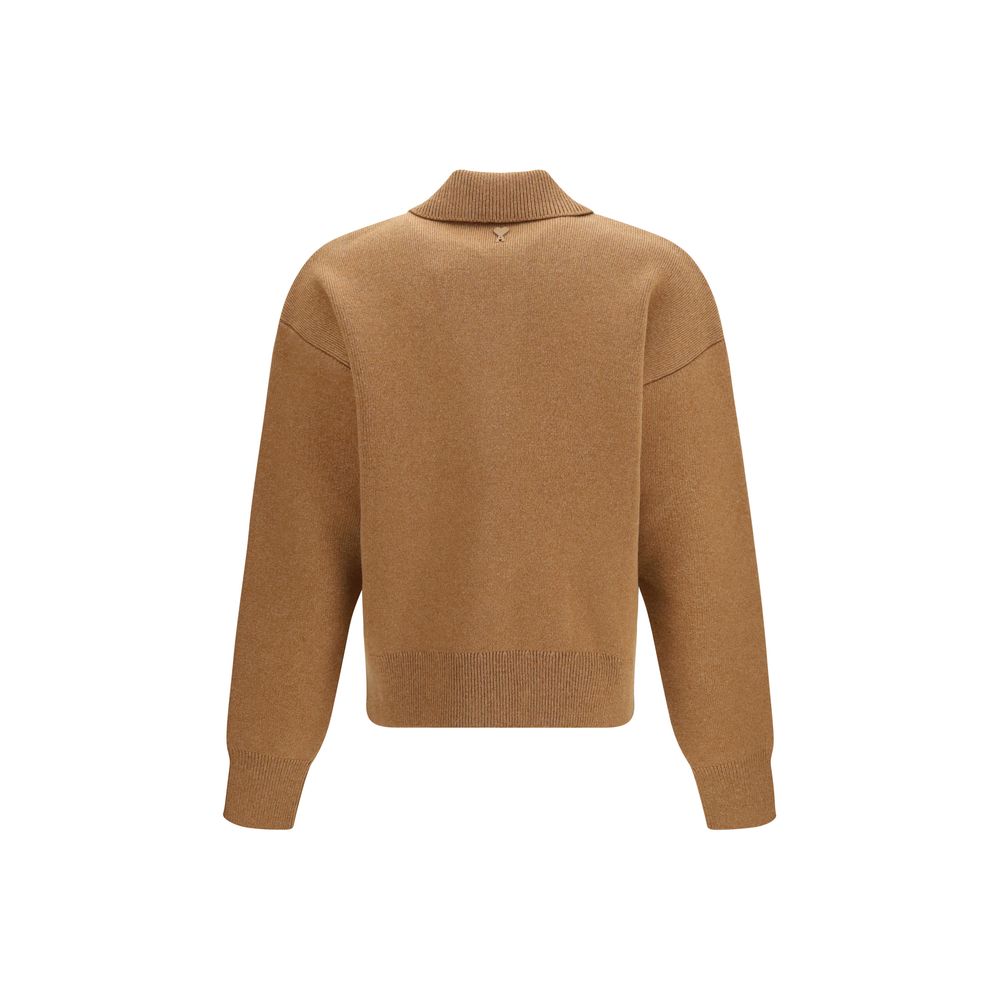 Ami Paris Brown Wool Cardigan