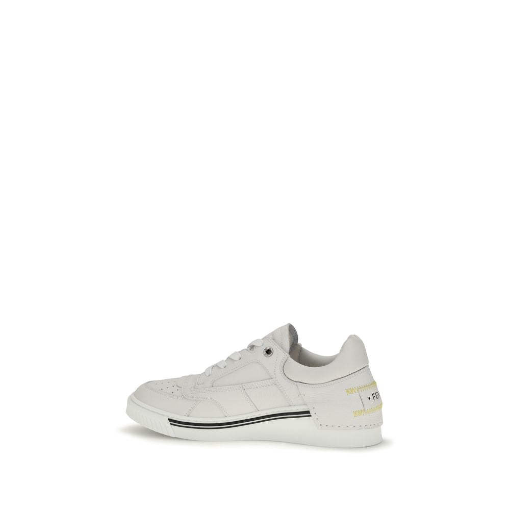 Fendi White Calf Leather Low Top Sneakers