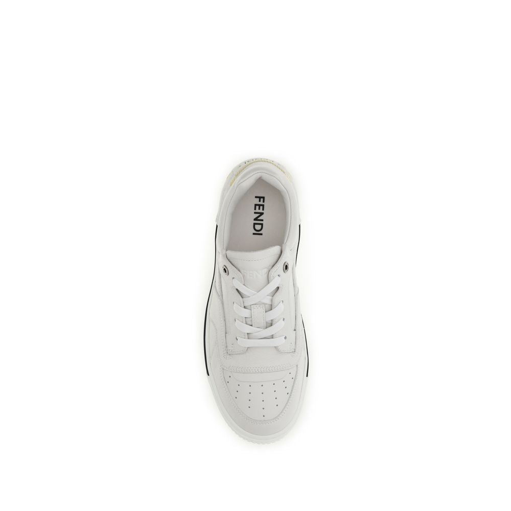 Fendi White Calf Leather Low Top Sneakers