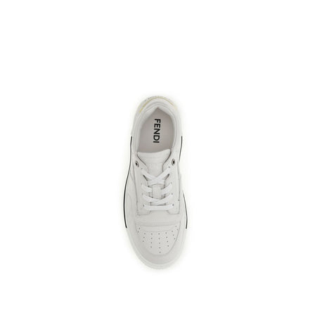 Fendi White Calf Leather Low Top Sneakers