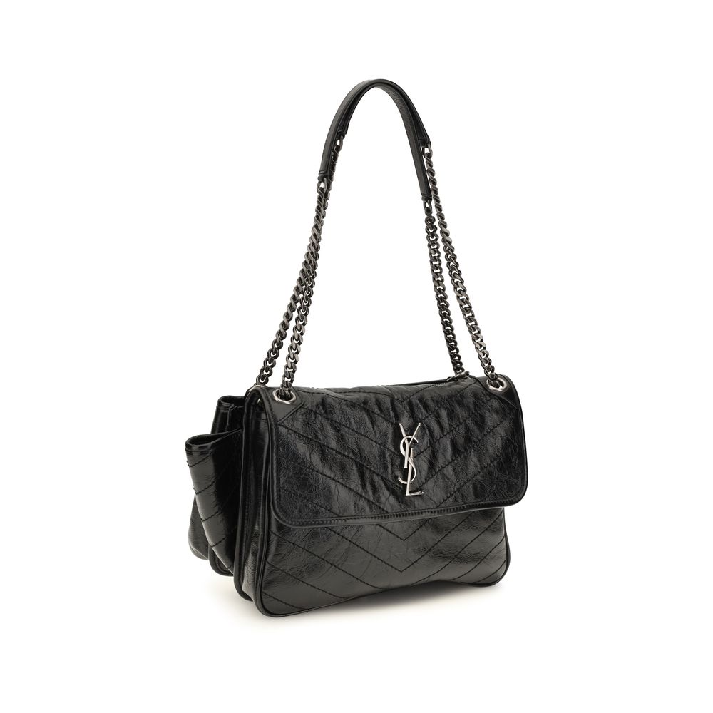 Saint Laurent Black Calf Leather Shoulder Bag