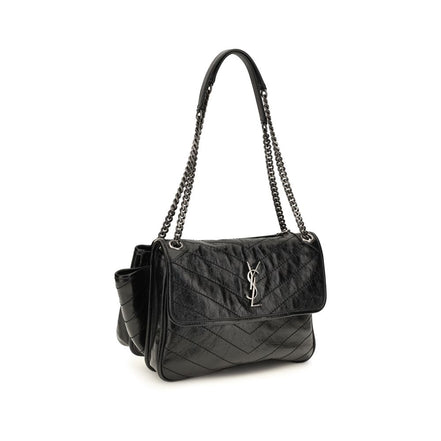 Saint Laurent Black Calf Leather Shoulder Bag
