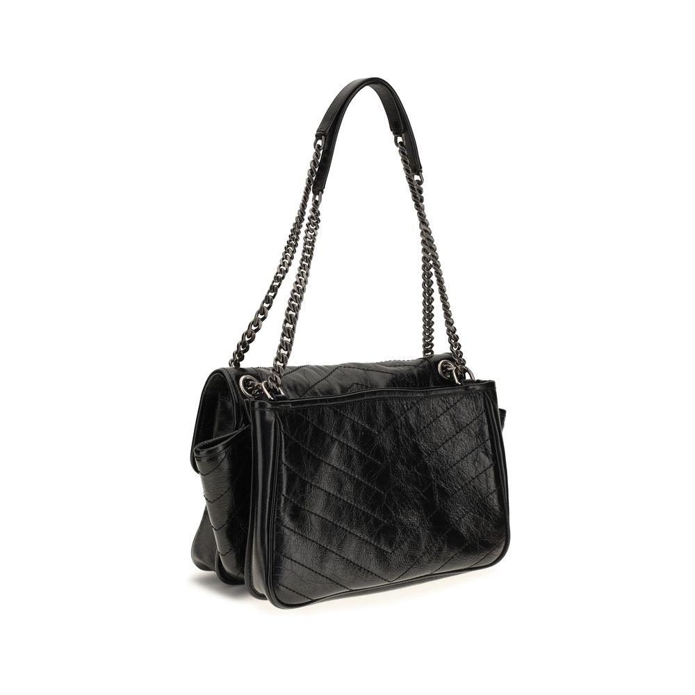 Saint Laurent Black Calf Leather Shoulder Bag
