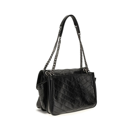 Saint Laurent Black Calf Leather Shoulder Bag