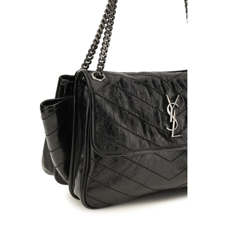 Saint Laurent Black Calf Leather Shoulder Bag