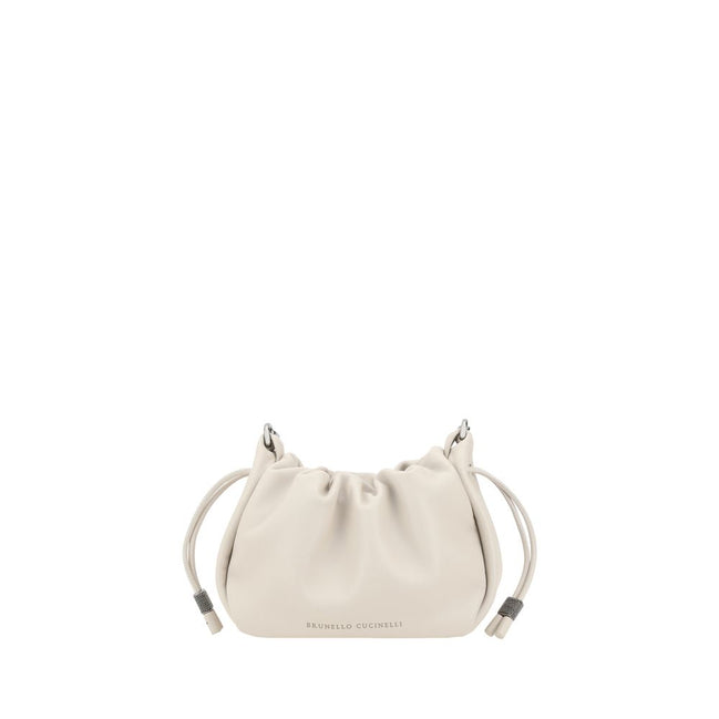 Brunello Cucinelli Beige Calf Leather Shoulder Bag