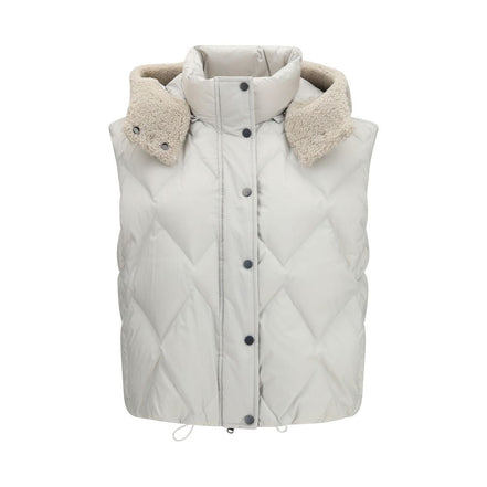 Brunello Cucinelli Gray Polyester Sleeveless Jacket