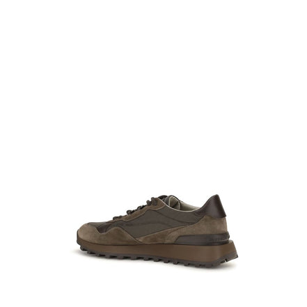 Brunello Cucinelli Brown Calf Leather Athletic Sneakers