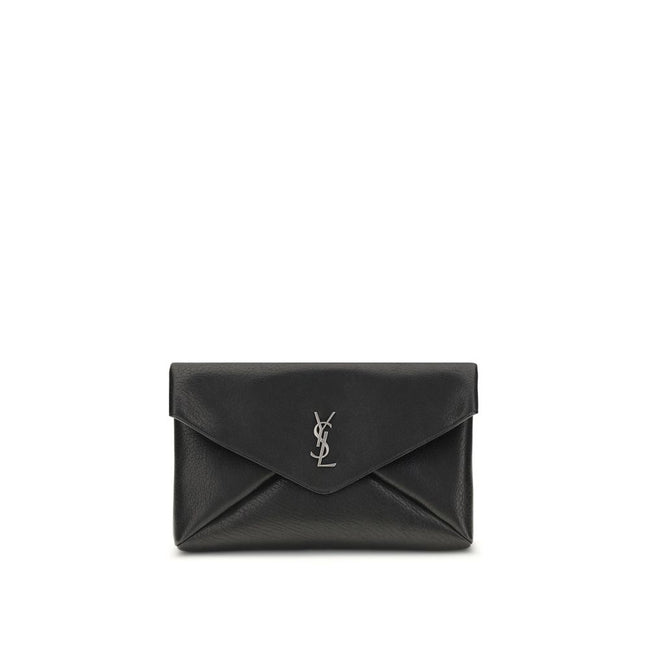 Saint Laurent Black Calf Leather Clutch Bag