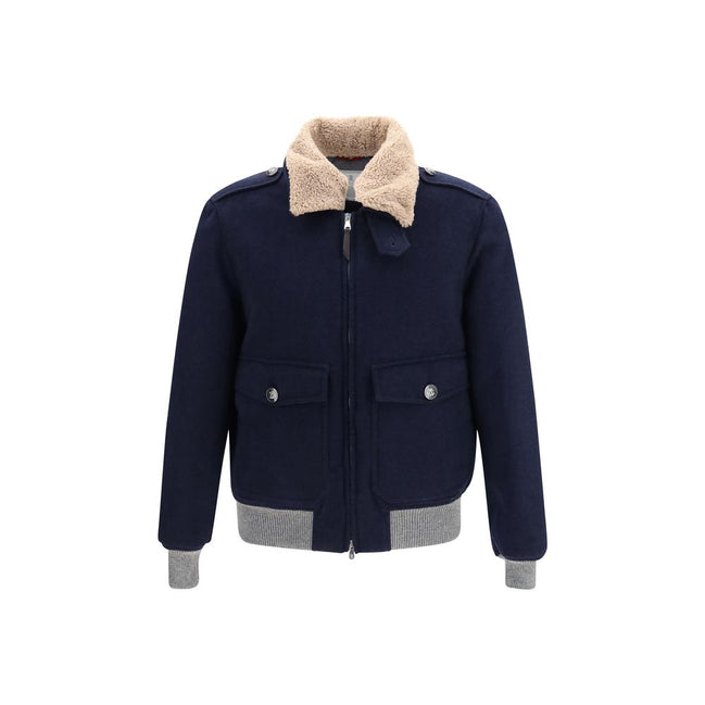 Brunello Cucinelli Blue Cashmere Full-Length Jacket
