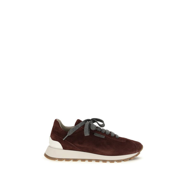 Brunello Cucinelli Bordeaux Calf Leather Athletic Sneakers