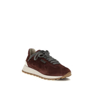 Brunello Cucinelli Bordeaux Calf Leather Athletic Sneakers