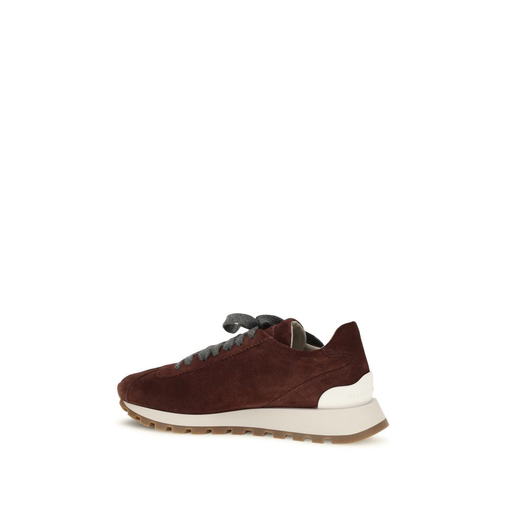 Brunello Cucinelli Bordeaux Calf Leather Athletic Sneakers
