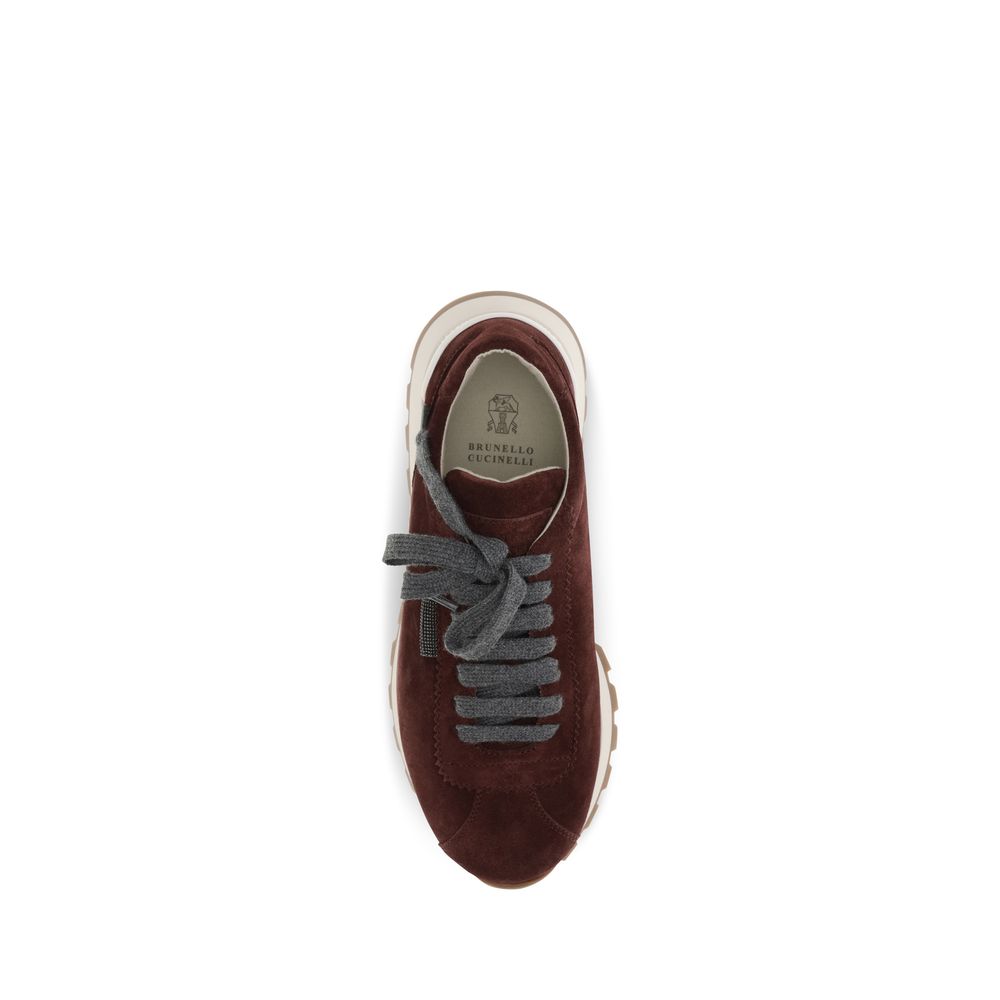 Brunello Cucinelli Bordeaux Calf Leather Athletic Sneakers