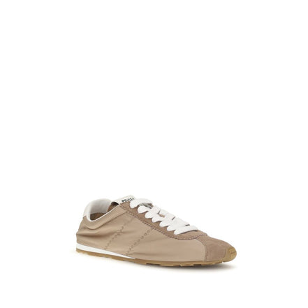 Miu Miu Beige Calf Leather Low Top Sneakers